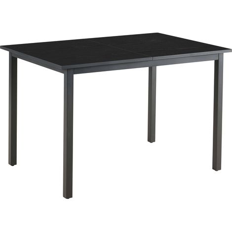 Table à manger extensible rectangulaire en MDF bois noir 120/160 cm (1/5)