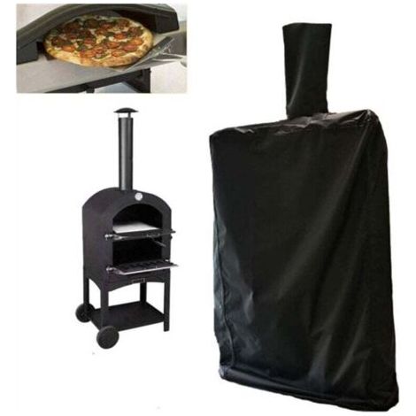 Housse de four à pizza extérieure, housse de protection pour fours de jardin avec cordon, étanche, anti-poussière, noir Oxford 55×65×175Cm