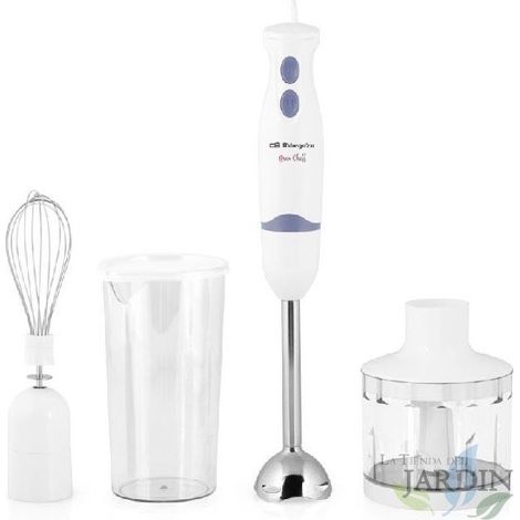 Batidora picadora 2 velocidades, vaso 600ml, picador 500ml, 400W