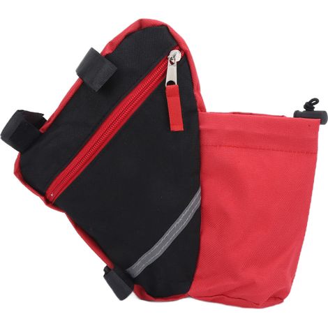 Sacoche Triangle Vélo Nylon pour VTT, Pochette de Selle pour Bidon et Petits Objets Rouge (1/5)