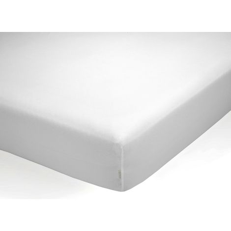 Sábana bajera ajustable de algodón orgánico color blanco. Cama de 105 cm. (1/2)