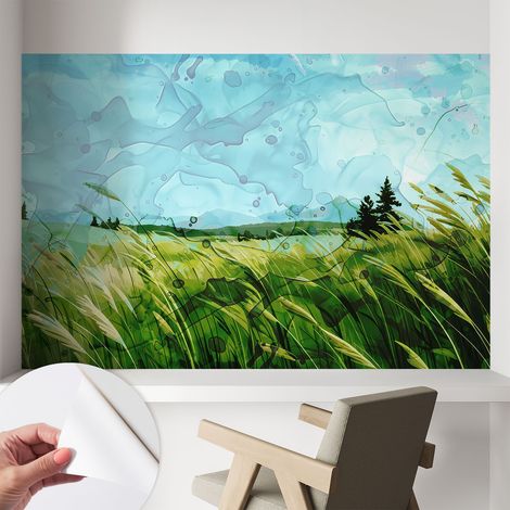 Papier peint adhésif autocollant pour salon chambre à coucher tendance et originale Paysages verdoyants 104x70 cm (1/5)
