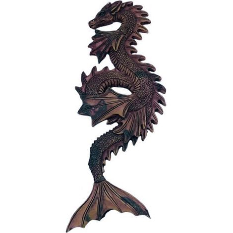 Sculpture murale artisanale en résine représentant un dragon d'eau -- (1/5)