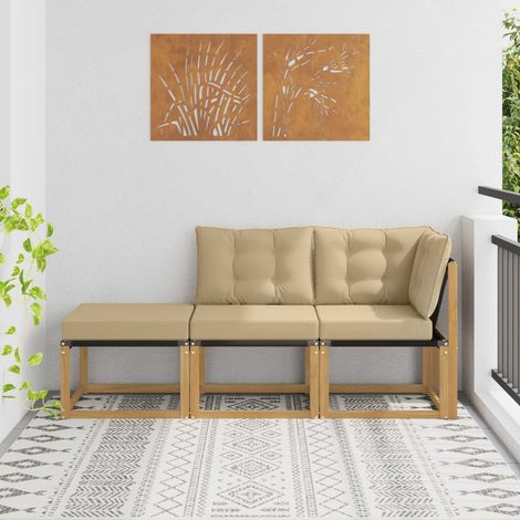 vidaXL Unité de canapé sectionnel avec coussin 3 Pièce Blanc