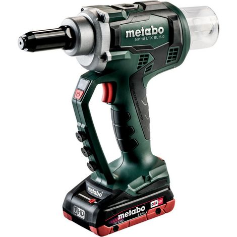 Metabo Akku-Blindnietpistole NP 18 LTX BL 5.0, metaBOX 145 L, 18V 2x4Ah LiHD + ASC 55 (1/5)
