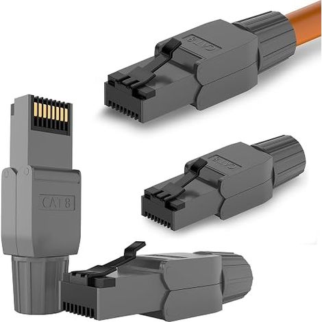 Connecteur RJ45 sans Outil Fiche Mâle Réseau Fiche à Sertir Blindée avec Connexion LSA pour câble ethernet 8 pôles Plug Noir (1/5)