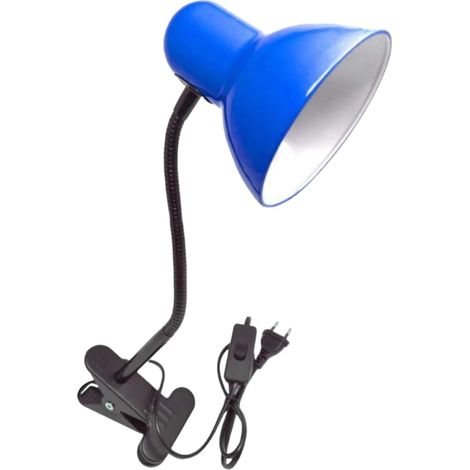 Lampada da Tavolo in Metallo con Braccio flessibile Testa Girevole e pinza Attacco E27 Ideale per Scrivania lettura studio - Colore: Blu