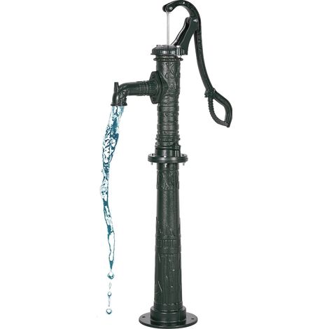 Pompe à Eau Manuelle Puits, Hauteur de Refoulement Max 6 m, Pompe à Main à Bras en Fonte Vintage avec Base Rehaussée, Raccord NPT Standard, pour Pomper Eau Étangs, Jardins, Cours, Fermes, Vert (1/5)