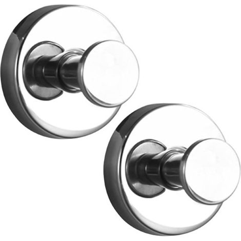 Juego de ganchos con ventosa - Ganchos desmontables - Organizador de baño - Acero inoxidable resistente al agua - 2 piezas - Plata claro