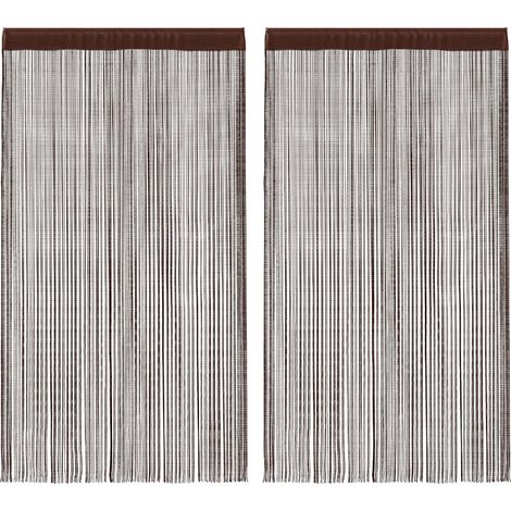Rideaux à fils, 2 pièces, 100 x 250 cm, marron