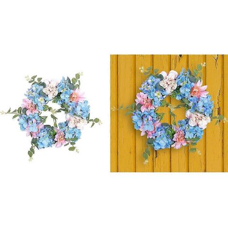 Couronne de fleurs printanières à suspendre à la porte d'entrée pour une cérémonie de fiançailles (1/4)