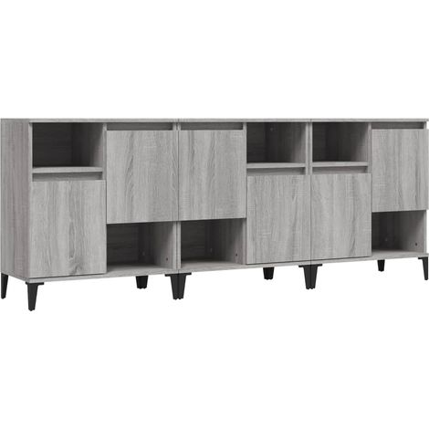 Credenza cassettiera mobile contenitore organizer cucina soggiorno salotti 3 pezzi sonoma 60 x 35 x 70 cm legno ingegnerizzato grigio 020037169