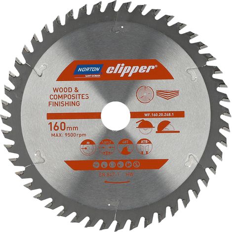 Norton piła tarczowa 160mm x 20mm x 48z drewno i kompozyty atb (1,8 / 1,2)