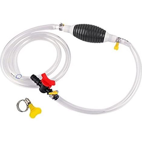 Pompa a sifone manuale per carburante, gasolio e acqua – Tubo regolabile da 1,5 a 4 m, ideale per acquari, piscine, tosaerba, motociclette e automobili.