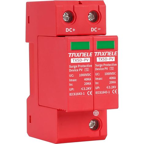 Dispositif de protection contre les surtensions Installation sur rail 2P DC SPD 1000 V 600 V Protection contre la foudre photovoltaïque contre les surtensions basse tension 40KA(DC 1000V) (1/5)