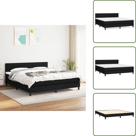 Boxspringbett mit Matratze Schwarz 160x200 cm Stoff - Boxspringbett - Doppelbett - Schlafsystem - Bettrahmen - Matratze (1/5)