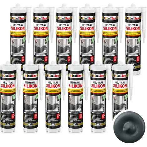 IsolBau Neutral Silicone Anthracite Neutralsilikon 12 x 300ml (1/5)