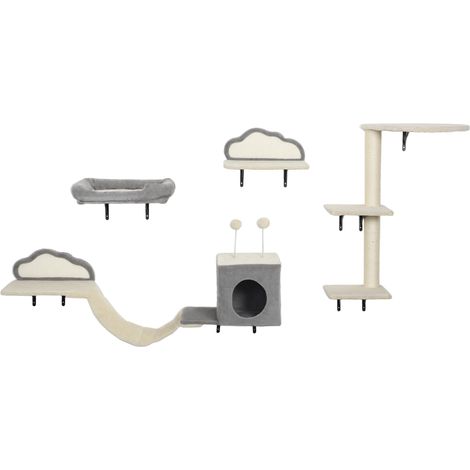 Arbre à chat mural sisal 4 pièces pour 1-3 chats beige