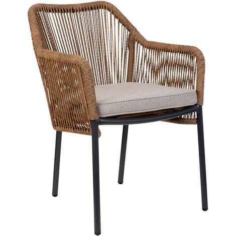 Silla de ratan sintético marrón 56x66x80 (1/5)