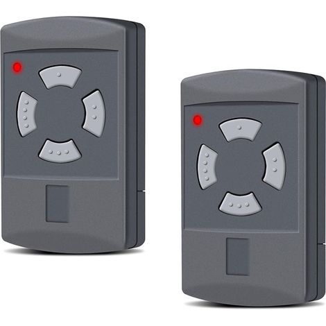 Lot de 2 émetteurs manuels de rechange pour porte de garage - 40,685 MHz - 4 canaux - Compatible avec HS2-40, HS4-40, HSE2-40, HSE4-40, HSM2-40, HSM4-40, bouton gris (1/5)
