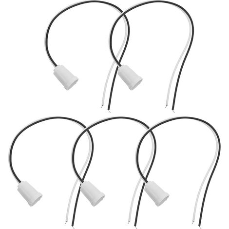 White Cable Lamp Holder 5 Units Screw Bulb Base for Bedrooms
