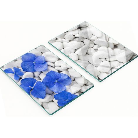 Tableros de vidrio decorativos multifuncionales con estampado de hortensias, 2x40x52 cm.