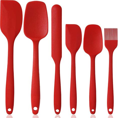 Ensemble de 6 spatules en silicone résistantes à la chaleur, couleur rouge, avec sac OPP (1/5)