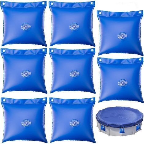 Lot de 8 sacs à eau de piscine - Poids d'eau carré,Petit sac à eau épais en PVC,Pour couverture de piscine,Pour lester les bâches de piscine (1/5)