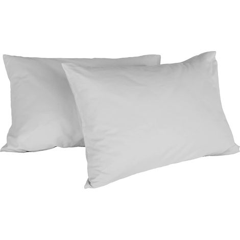 Italian Bed Linen Max Color Coppia di Federe Tinta Unita, 100% Cotone, Grigio Chiaro, 52 x 82 cm (1/2)