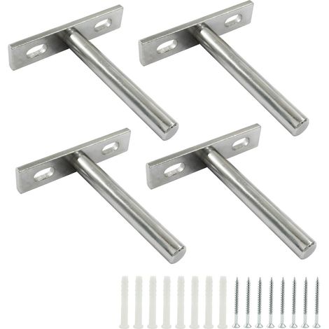 Set mit 4 unsichtbaren Wandregalhalterungen – Silbernes Stahlblech, 7,6 cm – AquaForge