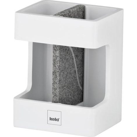 Kela Cube Weiß Stein Zahnputzbecher im modernen Kubikdesign