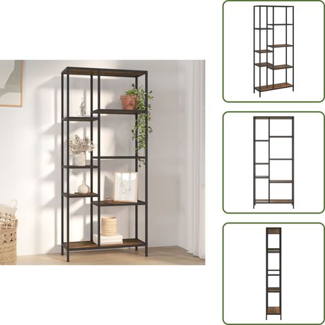 Bücherregal 80x30x180 cm Stahl und Holzwerkstoff - Bücherregal - Regal - Etagenregal - Aufbewahrung - Dekoration (1/5)