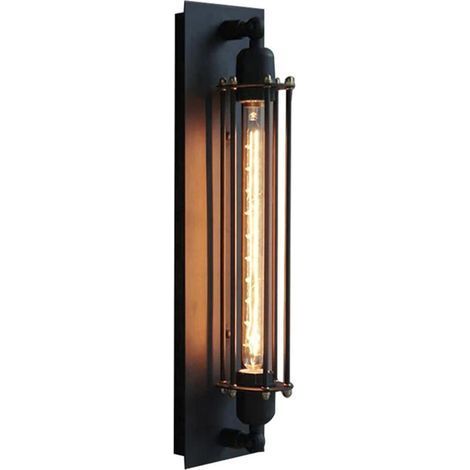 Applique da parete LED E27 vintage retrò industriale in ferro di alta qualità, portalampada E27 con lampadina inclusa, tensione universale 110–240 V (1/5)