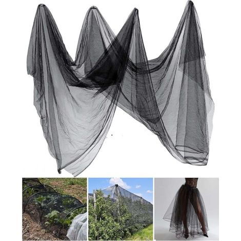 Filet antiinsectes Insectes Moustiques Mouches Oiseaux Chasse Barrière Protection des plantes Filet de jardi (2,4 m x 10 m, noir) (1/5)