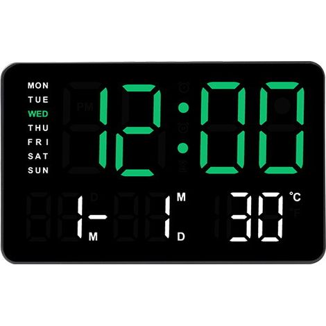 Réveil électronique multifonctionnel simple à LED, horloge de chevet, horloge numérique simple GH0722, lumière verte (1/2)