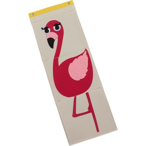 Wandaufbewahrungstasche mit 3 Fächern, Filztiermotiv (Vogel), für Kleiderschrank oder Kinderbett, 100,7 x 35 cm (1/5)