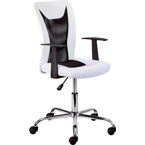 DEANA - Fauteuil de Bureau sur Roulettes Blanc et Noir (1/5)
