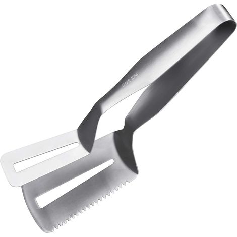 Pinces multifonctions à spatule et à crêpes - Pinces à steak de 25 cm (10 pouces) en acier inoxydable 304, pinces rotatives à fentes, pinces à pain, à œufs et à crêpes