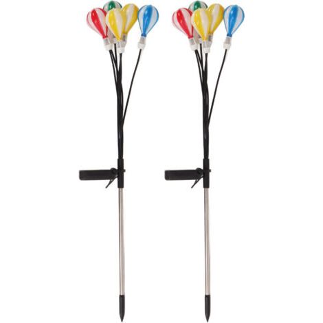 BUNTHAUS Lot de 2 guirlandes lumineuses solaires lucioles, LED blanc chaud, installation facile, piquet de jardin pour la décoration de bassin et de cour extérieure
