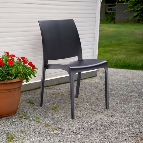 Dmora - Sillas de Jardín Camo, Silla de jardin, Asiento exterior multiusos, Banco de jardín, Made in Italy, 54x46 h80 cm, Antracita (1/3)