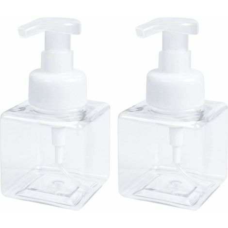 2 pièces Distributeurs de Savon moussant Flacon Pompe Vide moussant de 250 ML (8,5 oz) Pompe Bouteilles vides pour Le Savon à Main de Cuisine ou de Salle de Bain Nettoyant pour Le Visage Nettoyant (1/4)