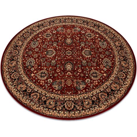 Wool carpet KASHQAI 4362 300 circle ornament claret / black red round 160 cm