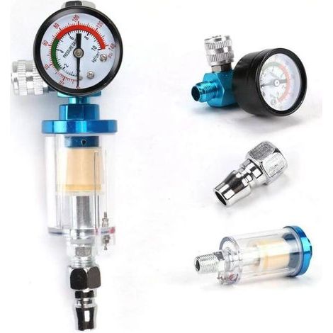 Mini Régulateur de Pression d'Air 1/4", Jauge de Pulvérisation avec Filtre à Eau en Ligne (1/3)