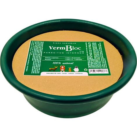 VermBloc (Ref. FCVBL) - Complemento mineral para rumiantes (vacas, cabras, corderos) – Apoyo nutricional en programas de control parasitario – Rico en minerales - 100 % natural - Contenido 10 kg