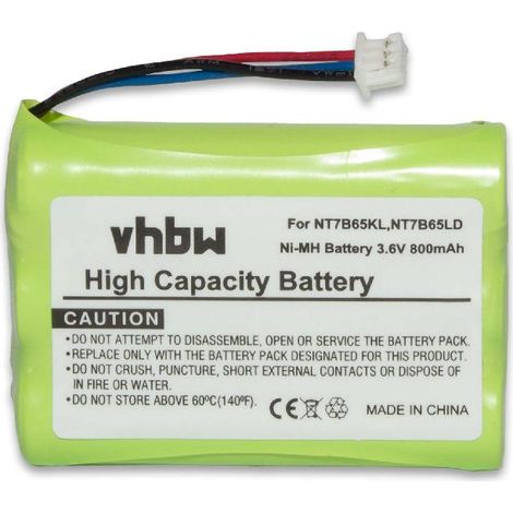 vhbw 1x Akku kompatibel mit Avaya WT9620, 20DT schnurlos Festnetz Telefon (800 mAh, 3,6 V, NiMH)