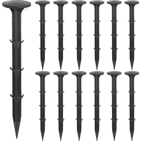 Lot de 160 piquets plastique pour jardin – 16 cm, résistants et anti-corrosion, idéaux pour fixer les bords de gazon, paillis, géotextile anti-mauvaises herbes et gazon synthétique (1/5)