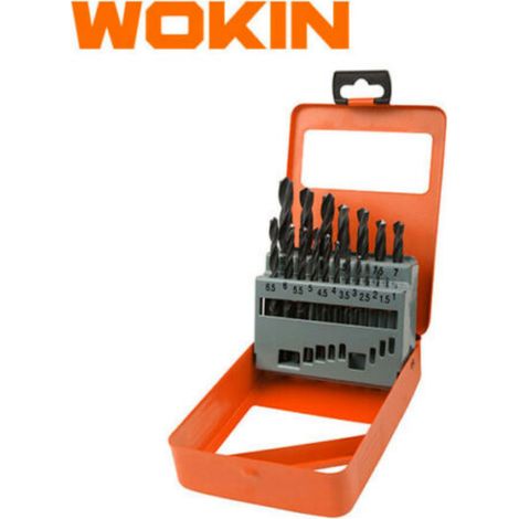 Astuccio punte per trapano hss wokin da 1,0 mm a 10 mm - confezione da 19 pezzi