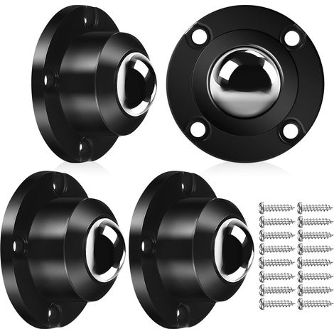 Lot de 4 roulettes pivotantes adhésives en ABS noir pour meubles