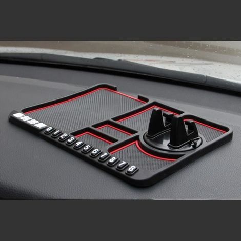 Autozubehör, 4-in-1-Auto-Antirutschmatte aus Silikon für Armaturenbrett und Handyhalterung (1/4)