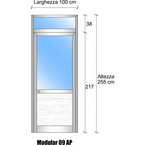 Modulo Continuativo Parete Divisoria in Vetro Trasparente Luce Alluminio e Perline con Porta - H2550xL1000 mm Colore Bianco Puro RAL 9010 - ITALFROM (1/4)